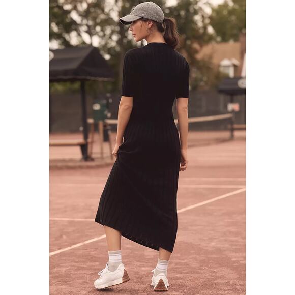 Varley Malia Knit Midi Dress Black Sz L - Picture 2 of 7